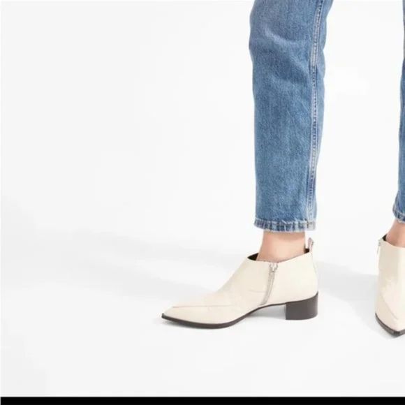 NEW Everlane Ankle Boot/ The Boss Bootie in Bone/ Italian Leather /Size 7.5 - Picture 6 of 10